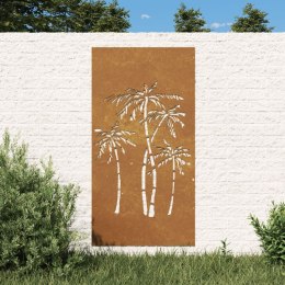 Ogrodowa dekoracja ścienna, 105x55 cm, stal kortenowska, palmy