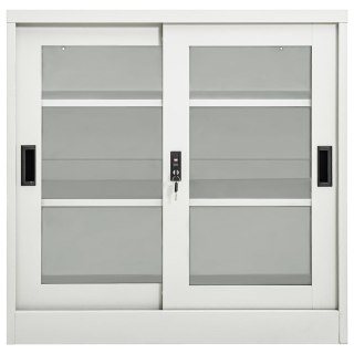 Szafka z drzwiami przesuwnymi, jasnoszara, 90x40x90 cm, stalowa