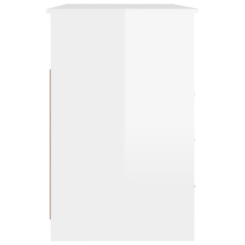 Biurko z szufladami, białe z połyskiem, 102x50x76 cm