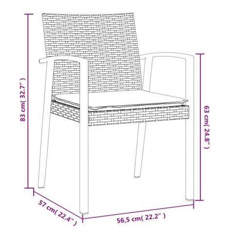 Krzesła ogrodowe z poduszkami, 2 szt., czarne, 56,5x57x83 cm