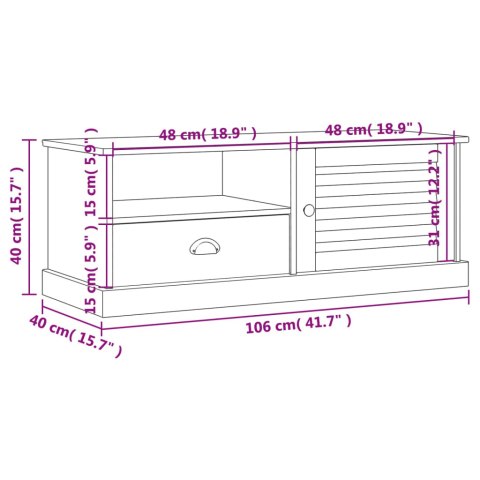 Szafka pod TV VIGO, biała, 106x40x40 cm, lite drewno sosnowe