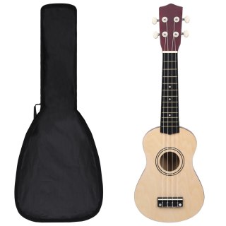 Ukulele sopranowe z pokrowcem, dla dzieci, naturalne, 21"