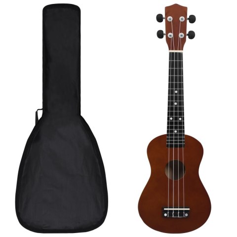 Ukulele sopranowe z pokrowcem, dla dzieci, naturalne, 23"