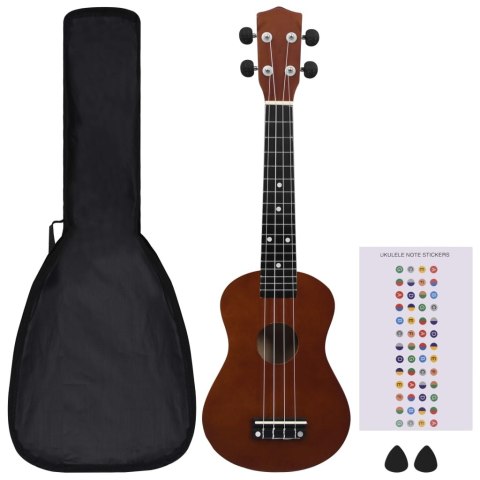 Ukulele sopranowe z pokrowcem, dla dzieci, naturalne, 23"