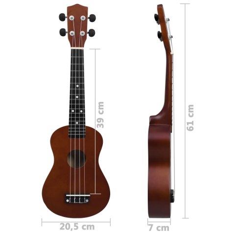 Ukulele sopranowe z pokrowcem, dla dzieci, naturalne, 23"