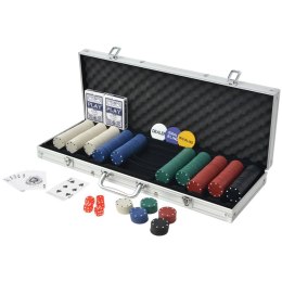 Zestaw do pokera 500 żetonów, aluminium