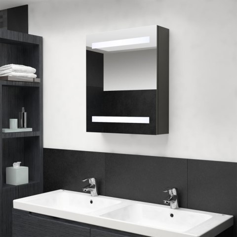Szafka łazienkowa z lustrem i LED, antracytowa, 50x14x60 cm