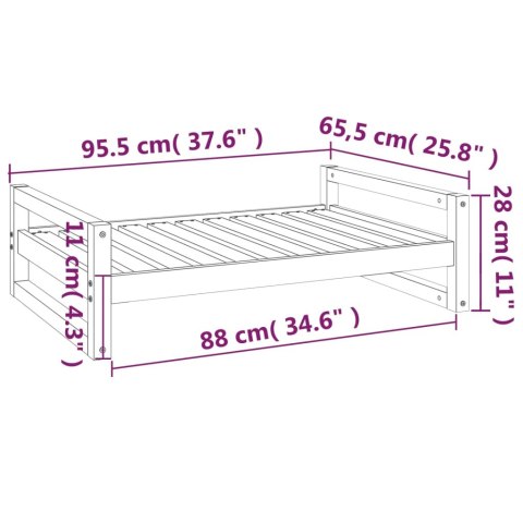 Legowisko dla psa, szare, 95,5x65,5x28 cm, lite drewno sosnowe