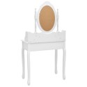 Toaletka ze stołkiem, biała, 75x69x140 cm, drewno paulowni