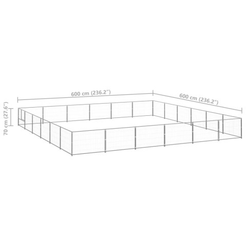 Kojec dla psa, srebrny, 36 m², stalowy