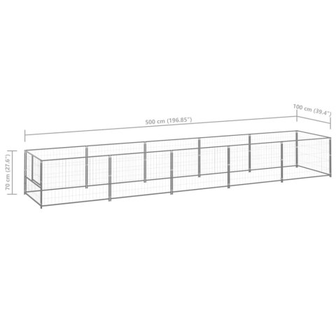 Kojec dla psa, srebrny, 5 m², stalowy