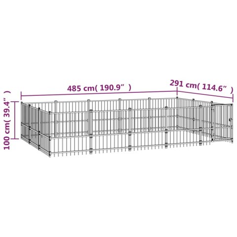 Kojec zewnętrzny dla psa, stalowy, 14,11 m²