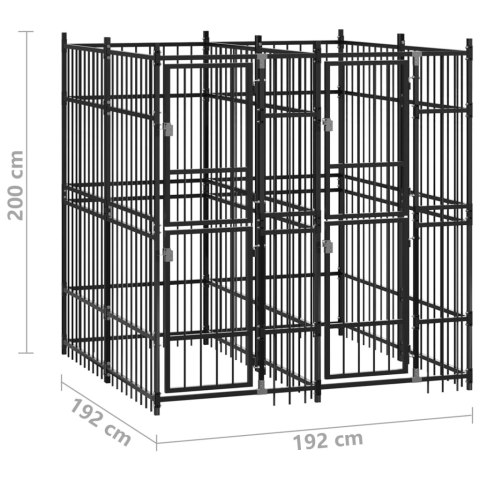 Kojec zewnętrzny dla psa, stalowy, 3,69 m²