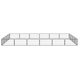 Kojec dla psa, 20 panele, czarny, 100x50 cm, stal