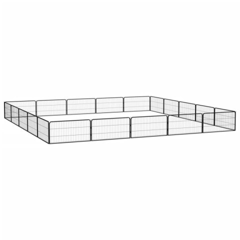 Kojec dla psa, 20 panele, czarny, 100x50 cm, stal