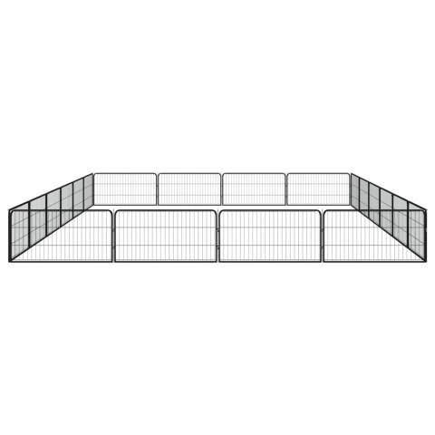 Kojec dla psa, 20 panele, czarny, 100x50 cm, stal