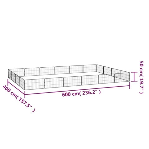 Kojec dla psa, 20 panele, czarny, 100x50 cm, stal