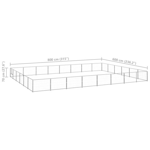 Kojec dla psa, srebrny, 48 m², stalowy