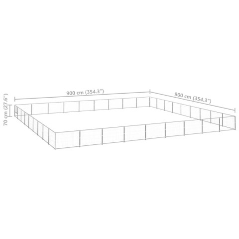 Kojec dla psa, srebrny, 81 m², stalowy