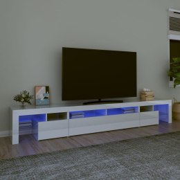 Szafka pod TV z oświetleniem LED, biała, 260x36,5x40 cm