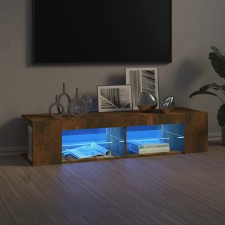 Szafka TV z oświetleniem LED, przydymiony dąb, 135x39x30 cm