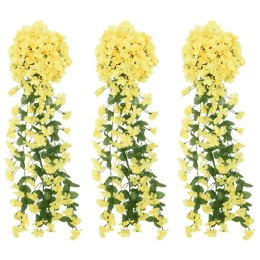 Sztuczne girlandy kwiatowe, 3 szt., żółte, 85 cm