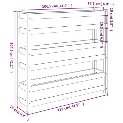 Donica, 112x25x104,5 cm, lite drewno sosnowe