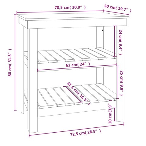 Stolik roboczy, 78,5x50x80 cm, lite drewno sosnowe