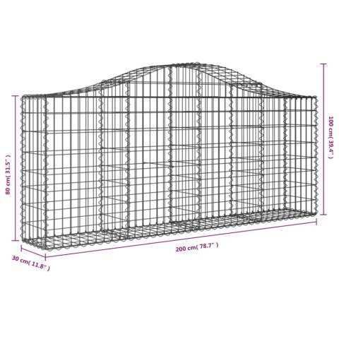 Kosze gabionowe, 4 szt, 200x30x80/100 cm, galwanizowane żelazo