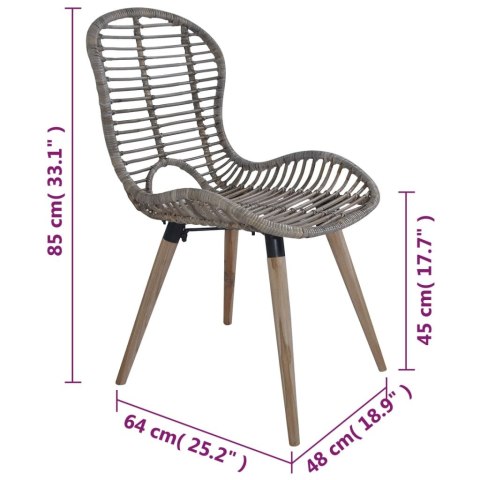 Krzesła stołowe, 6 szt., brązowe, naturalny rattan