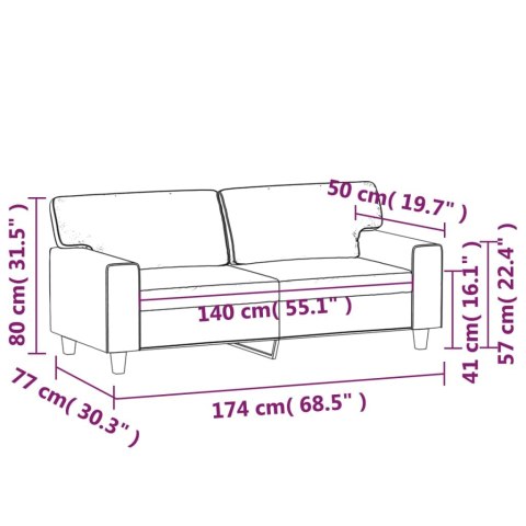 2-osobowa sofa, czarna, 140 cm, sztuczna skóra