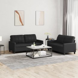2-osobowa sofa z poduszkami, czarna, sztuczna skóra