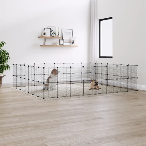 Klatka dla zwierząt z bramką, 60 paneli, czarna, 35x35 cm, stal