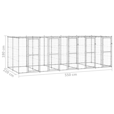 Kojec dla psa, z zadaszeniem, stal galwanizowana, 12,1 m²