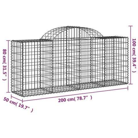 Kosze gabionowe, 4 szt, 200x50x80/100 cm, galwanizowane żelazo