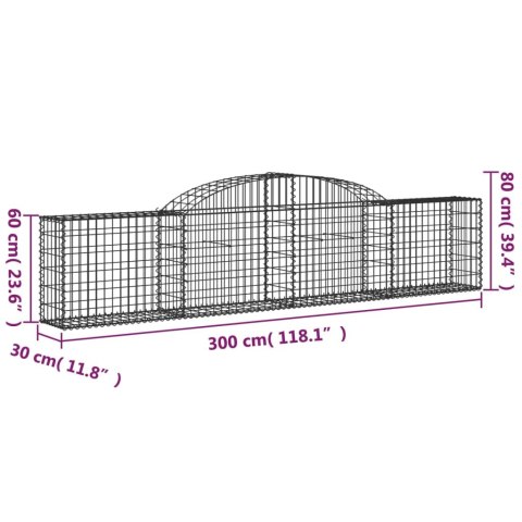 Kosze gabionowe, 2 szt., 300x30x60/80 cm, galwanizowane żelazo