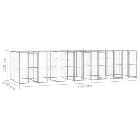 Kojec dla psa, z zadaszeniem, stal galwanizowana, 16,94 m²