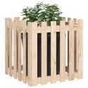 Donica ogrodowa z płotkiem, 60x60x60 cm, lite drewno sosnowe