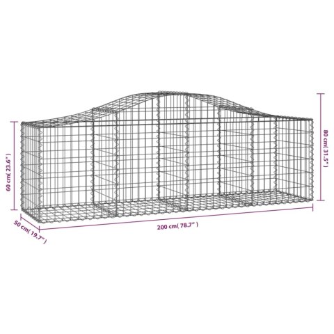 Kosze gabionowe, 9 szt, 200x50x60/80 cm, galwanizowane żelazo