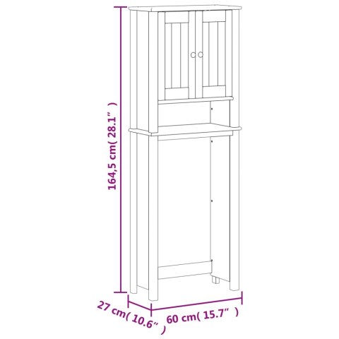 Szafka nad WC BERG, czarna, 60x27x164,5 cm, drewniana