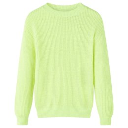 Sweter dziecięcy z dzianiny, żółty neonowy, 140