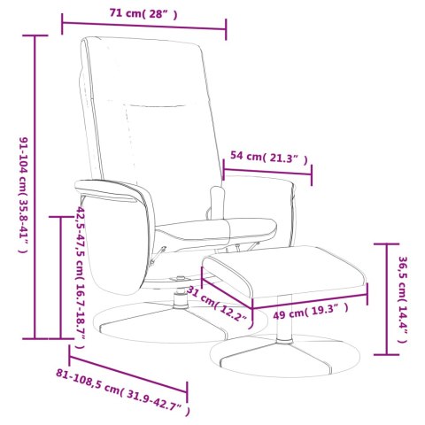 Rozkładany fotel masujący z podnóżkiem, szary, sztuczna skóra