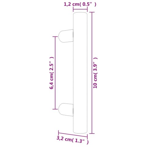 Uchwyty do szafek, 10 szt., srebrne, 64 mm, stal nierdzewna