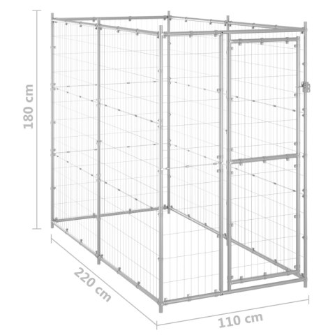 Zewnętrzny kojec dla psa, galwanizowana stal, 110x220x180 cm