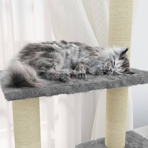 Drapak dla kota ze słupkami sizalowymi, jasnoszary, 155 cm