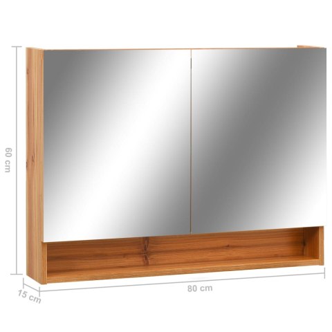 Szafka łazienkowa z lustrem i LED, kolor dębowy 80x15x60 cm MDF