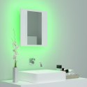 Szafka łazienkowa z lustrem i LED, biała, 40x12x45 cm, akryl