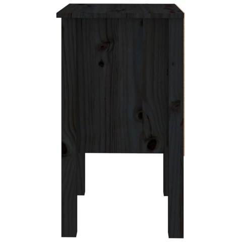 Szafka nocna, czarny, 40x35x61,5 cm, lite drewno sosnowe