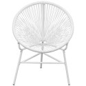 Owalne krzesło ogrodowe, polirattan, białe