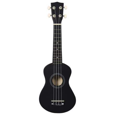 Ukulele sopranowe z pokrowcem, dla dzieci, czarne, 21"